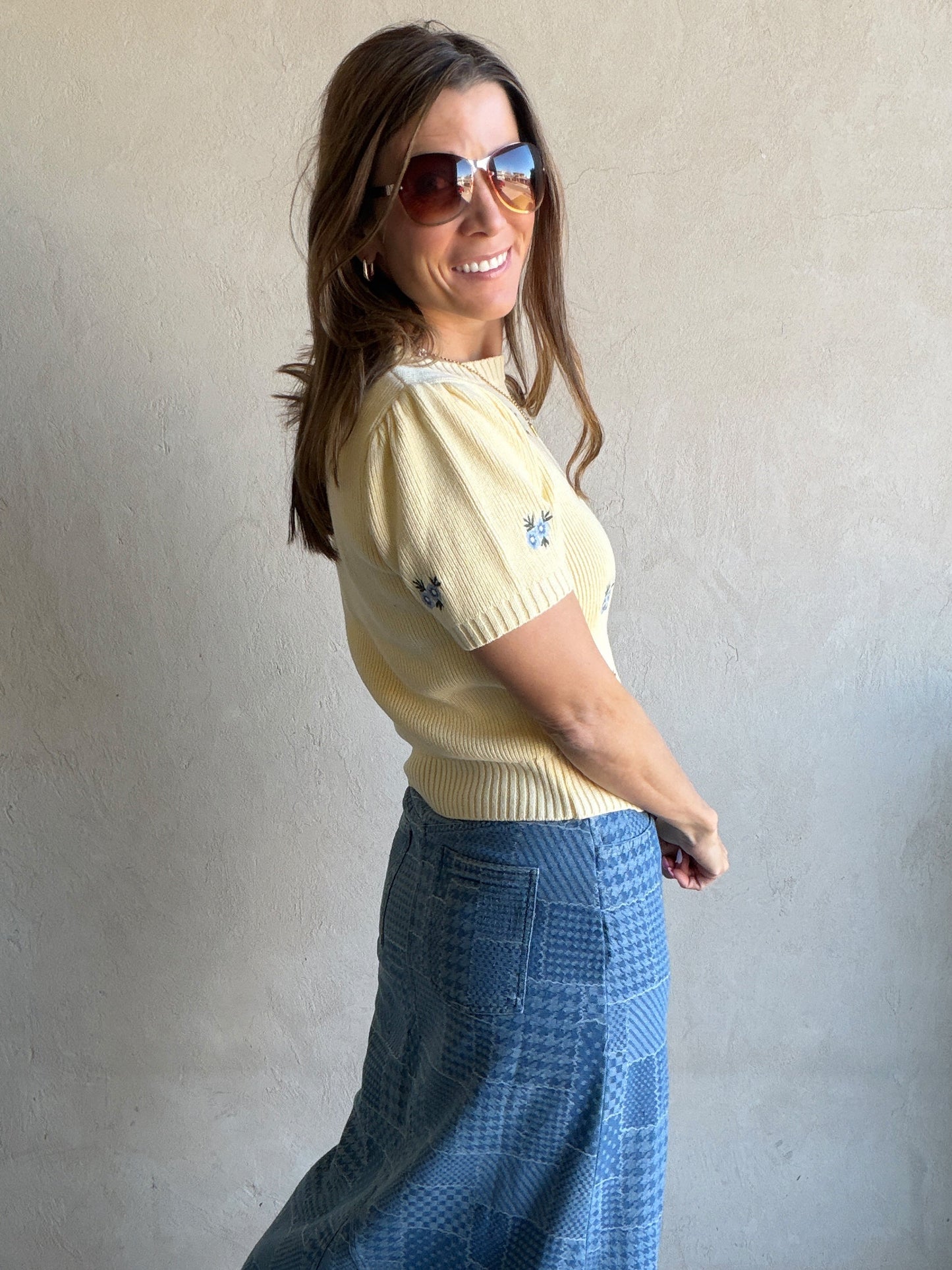 Nicoletta Patchwork Denim Skirt