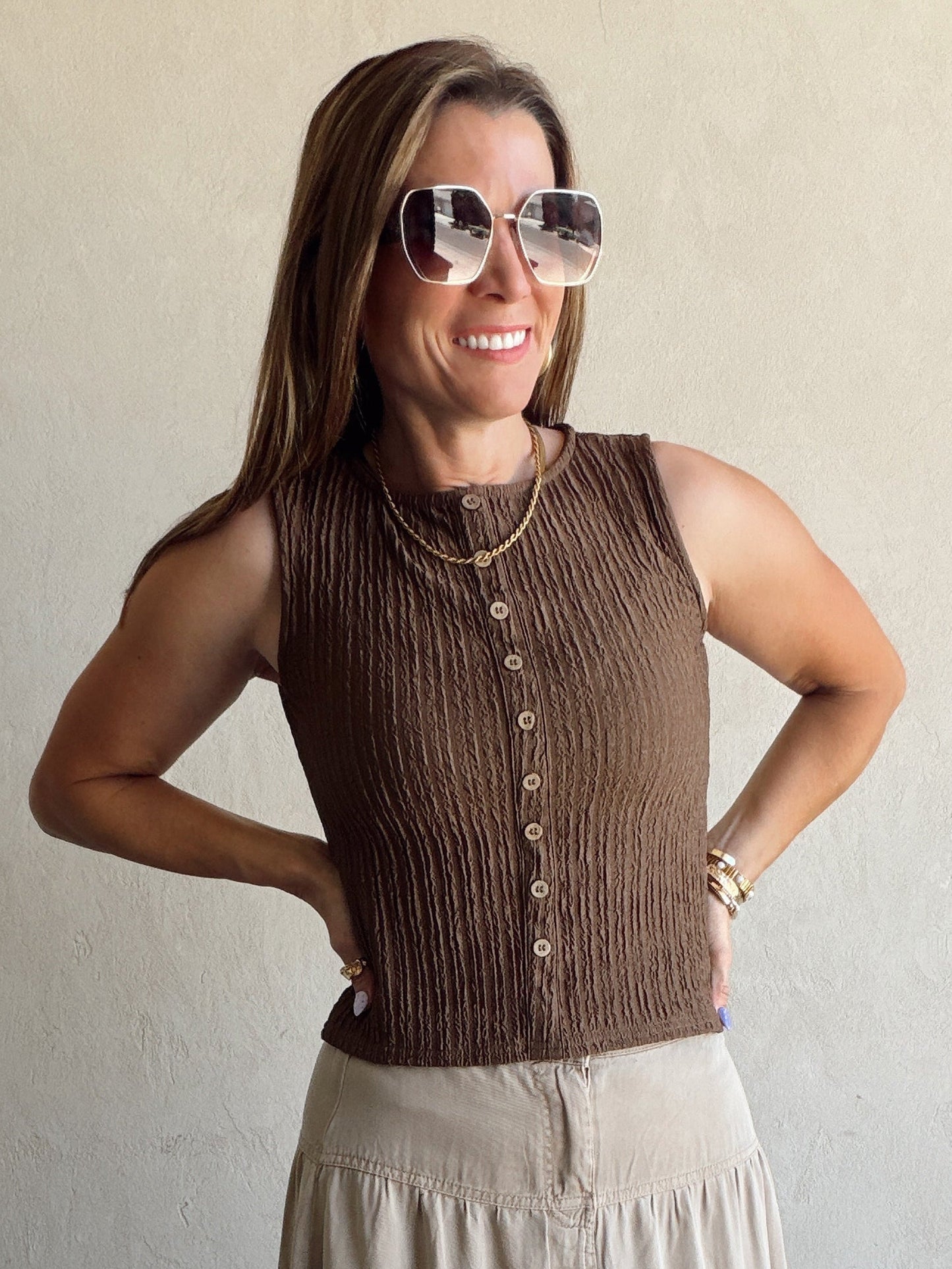 Serafina Tank in Brown