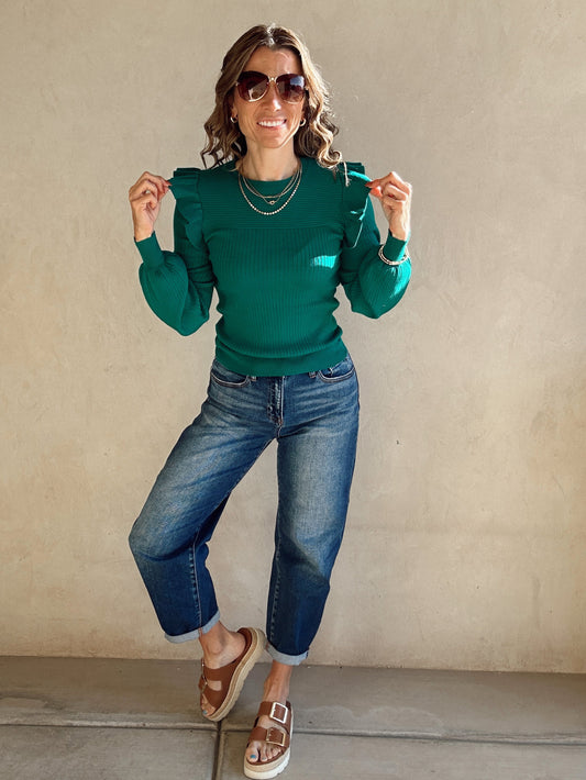 Tami Ribbed Sweater in Dark Teal