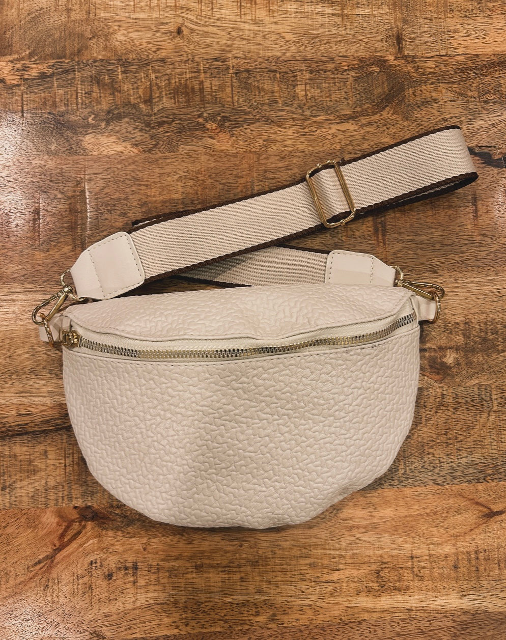 Textured Sling Bag in Cream