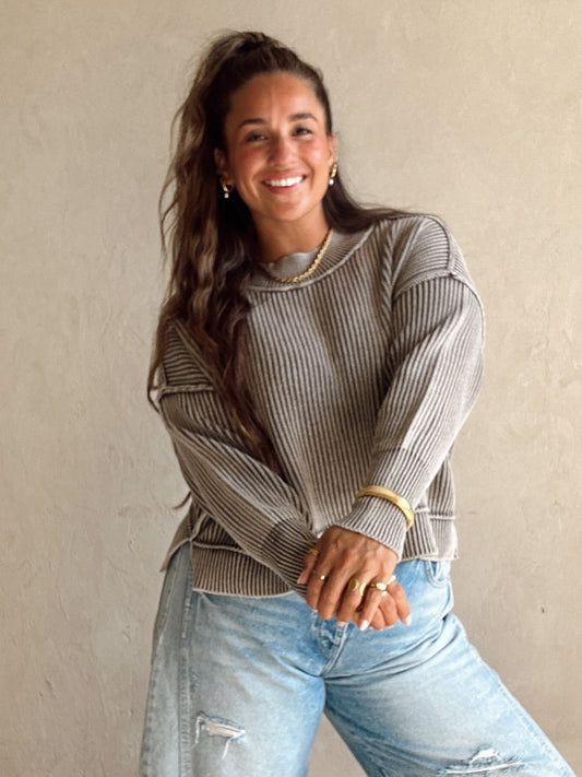 Isla Sweater in Mineral Washed Brown