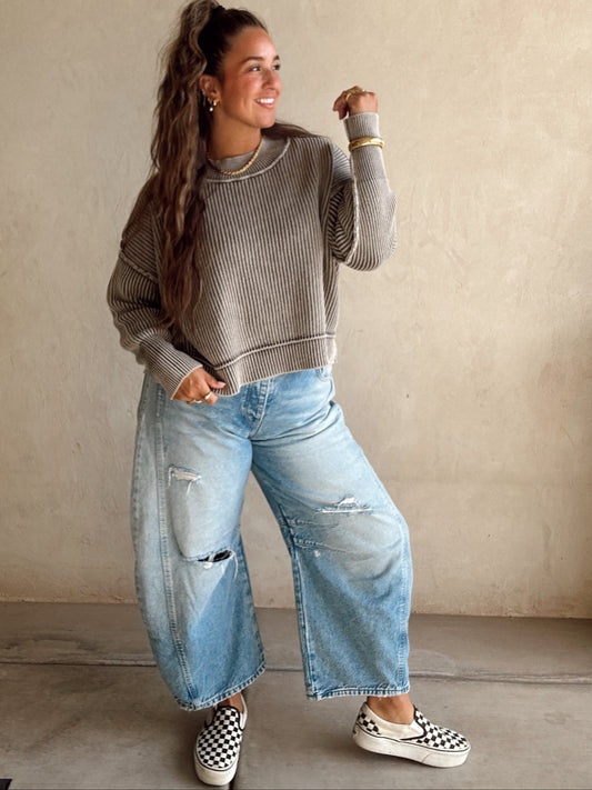Isla Sweater in Mineral Washed Brown