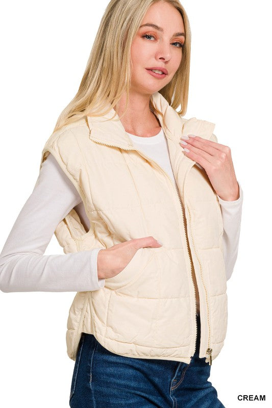 Anna Quilted Vest in Cream