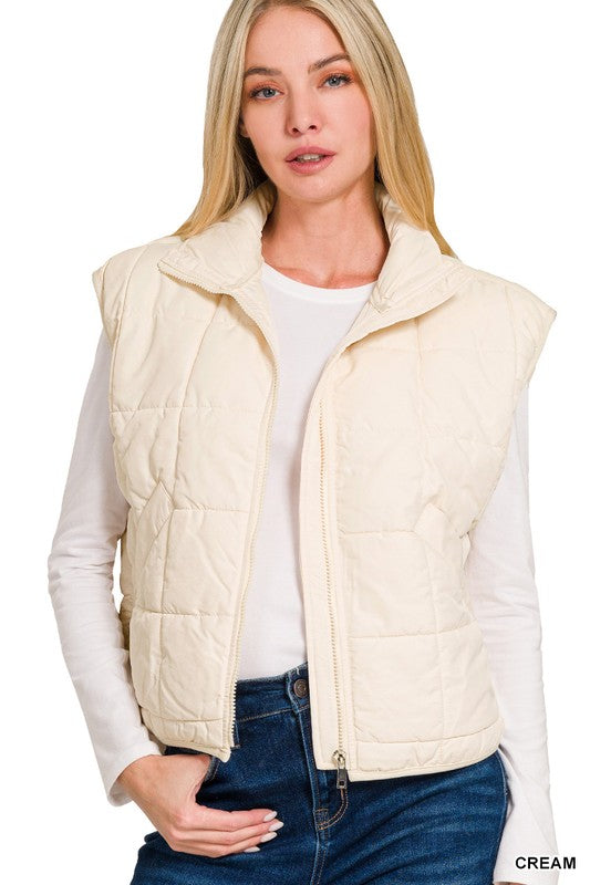 Anna Quilted Vest in Cream