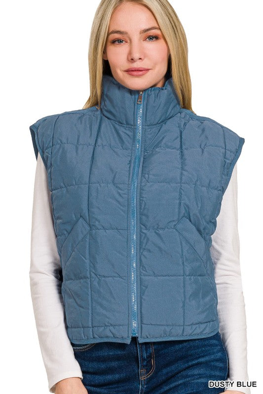 Anna Quilted Vest in Blue