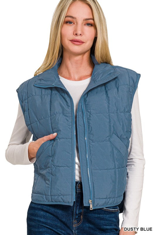 Anna Quilted Vest in Blue