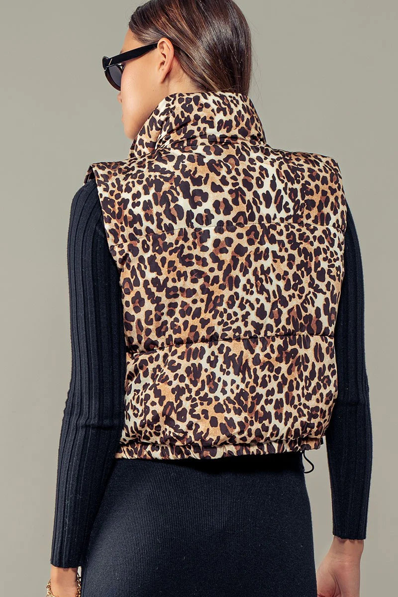 Leopard Puffer Vest