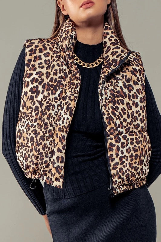 Leopard Puffer Vest