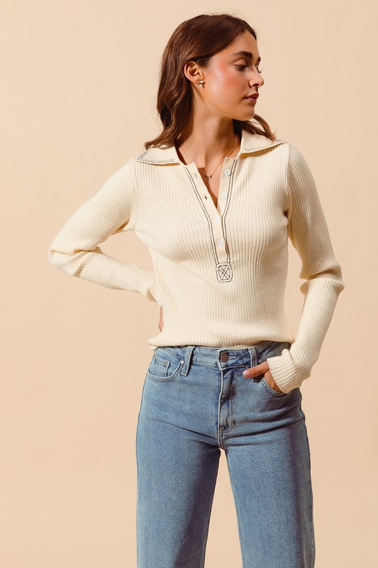 Alyssa Ribbed Top in Cream