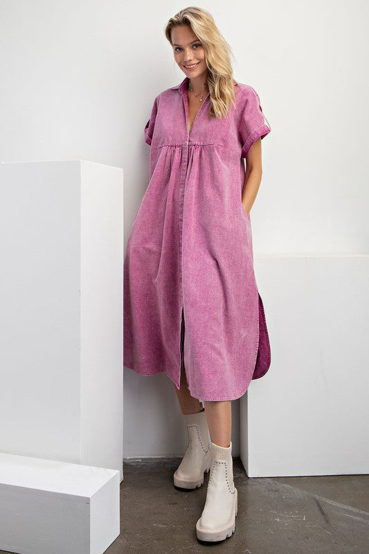 Mindy Mineral Wash Dress in Berry