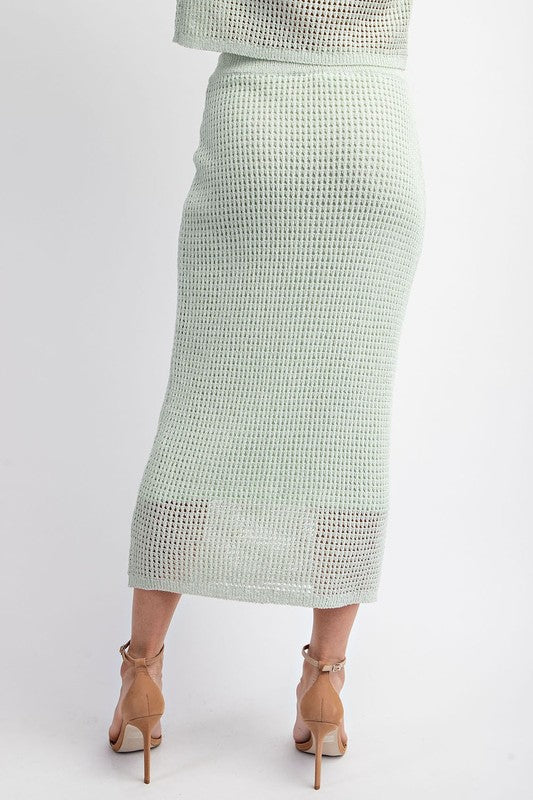 Ella Knit Midi Skirt in Mint