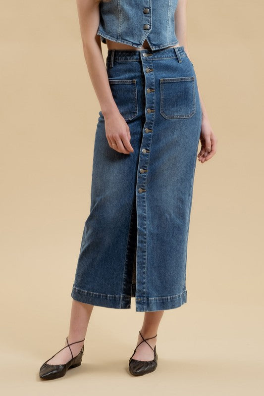 Taryn Skirt in Dark Denim