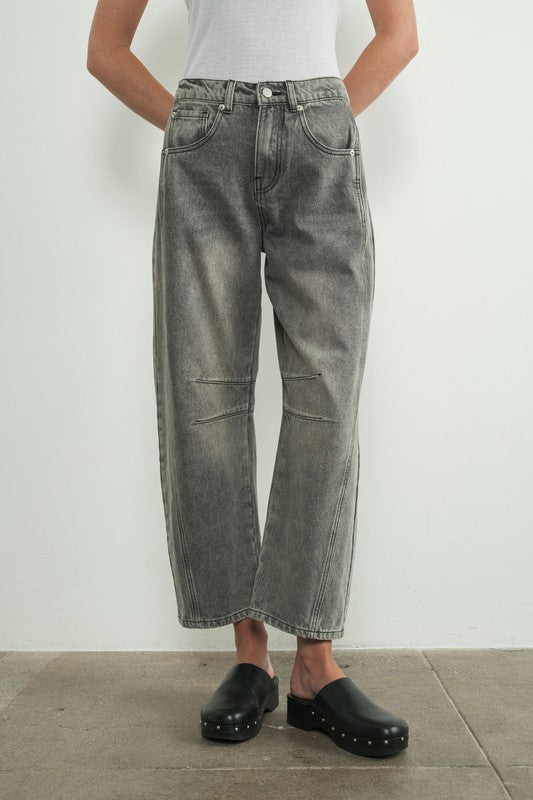 Bailey Barrel Jeans in Gray Denim