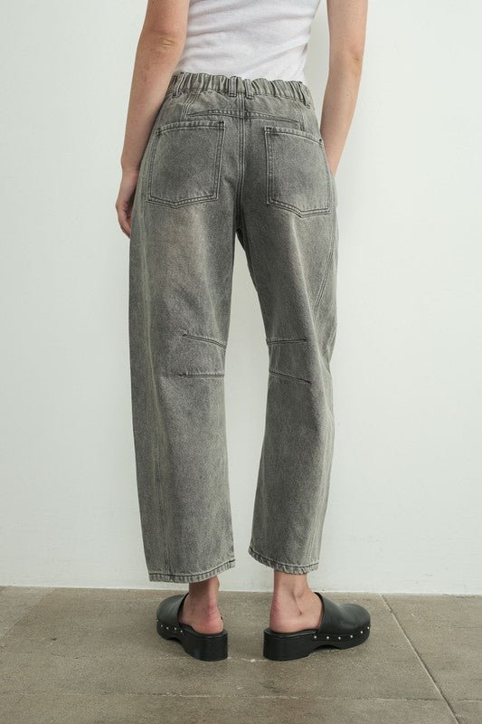 Bailey Barrel Jeans in Gray Denim