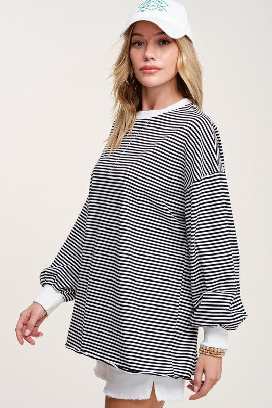 Claire Top in Striped Black