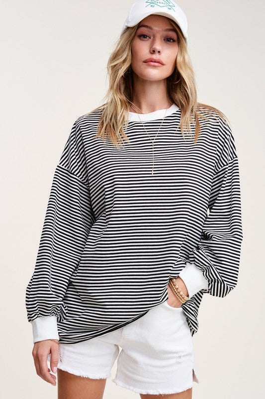 Claire Top in Striped Black