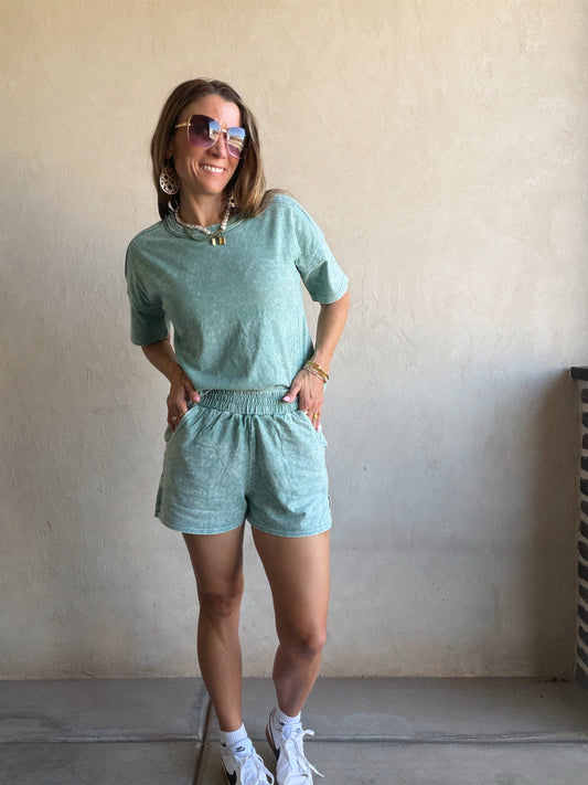 Zara Mineral Washed Set in Sage