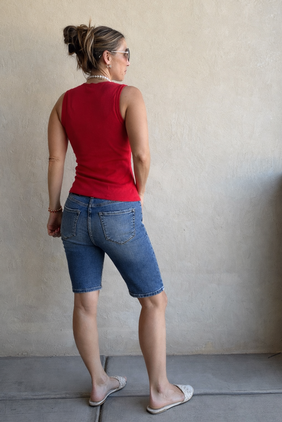 Whitney Ribbed Sleeveless Tank in Red