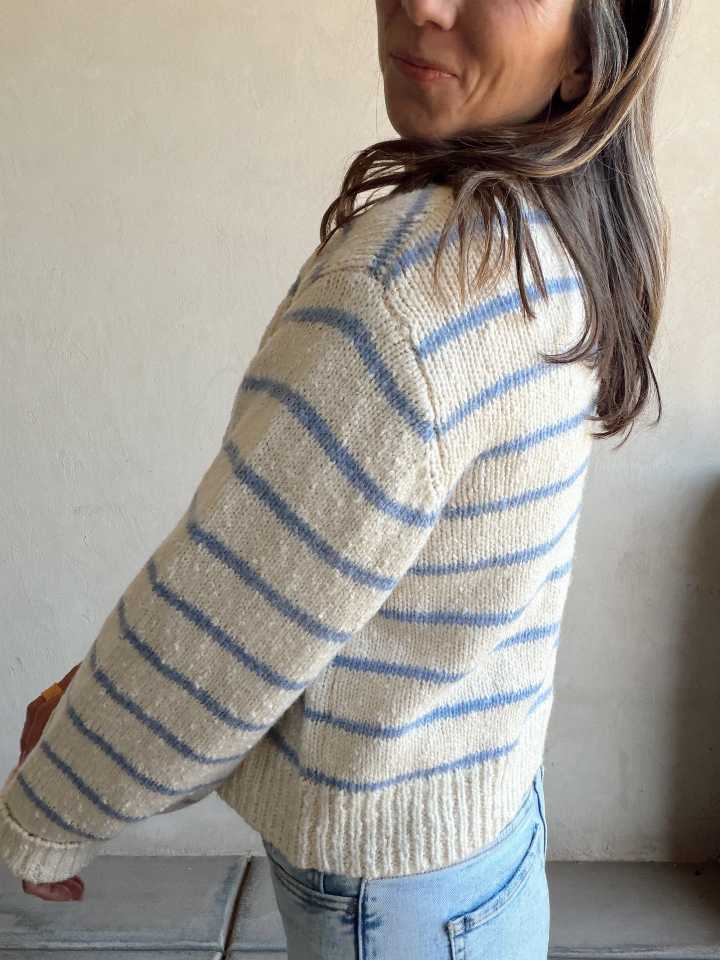 Kennedy Cardigan in Light Blue & Cream