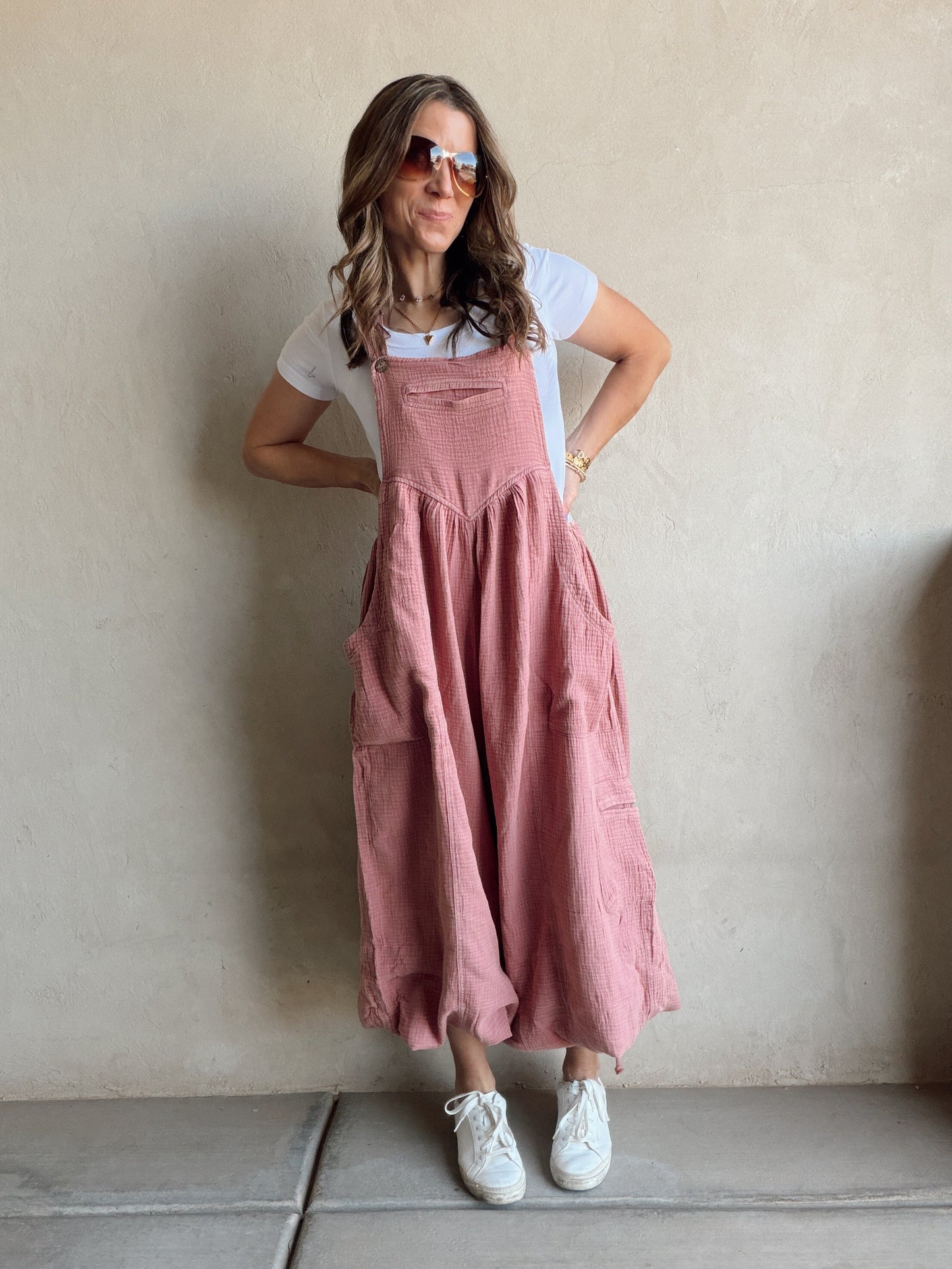 Millie Gauze Jumpsuit in Mauve