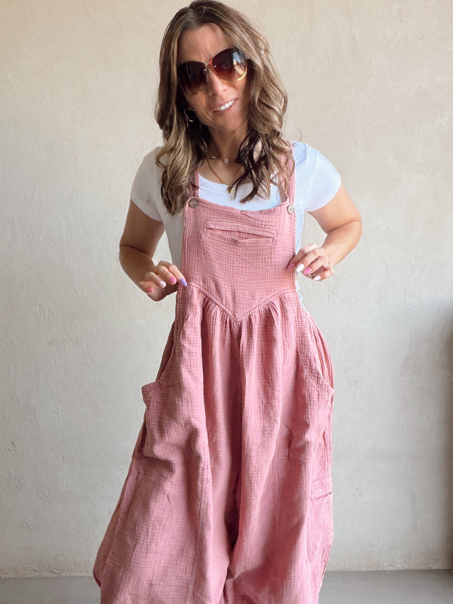 Millie Gauze Jumpsuit in Mauve