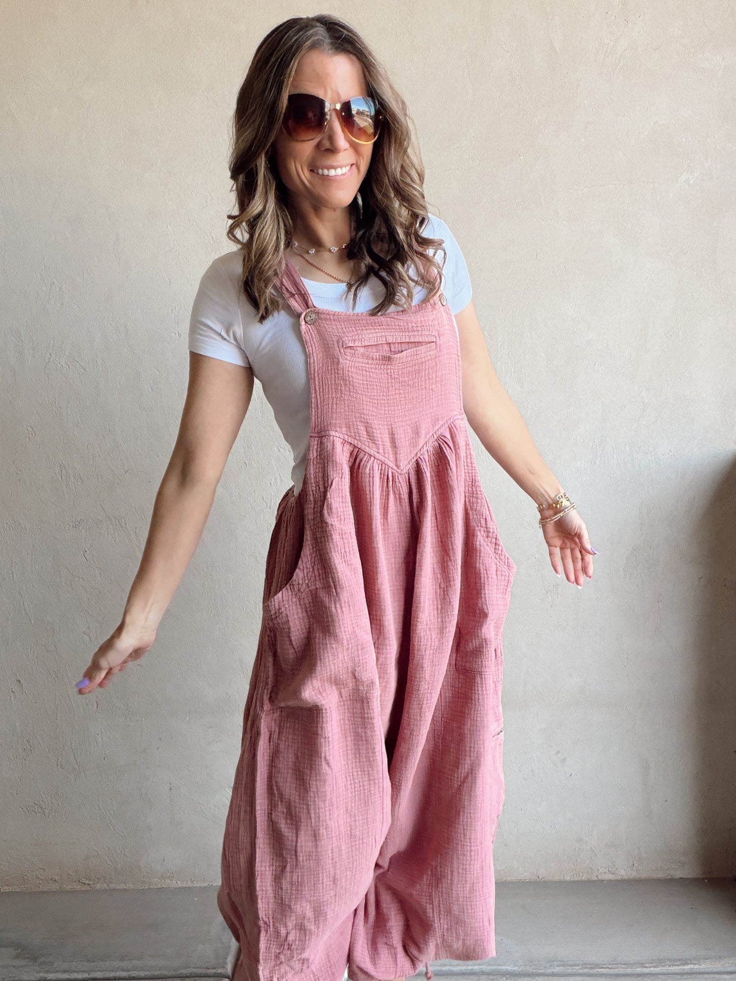 Millie Gauze Jumpsuit in Mauve