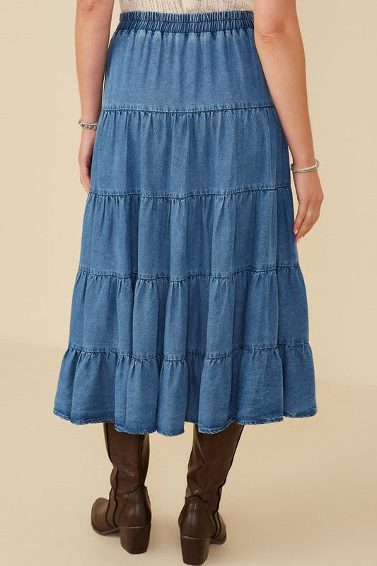 Talia Tiered Denim Maxi Skirt