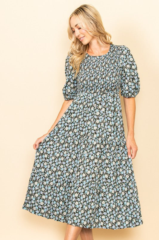 Brittney Dress in Blue Floral