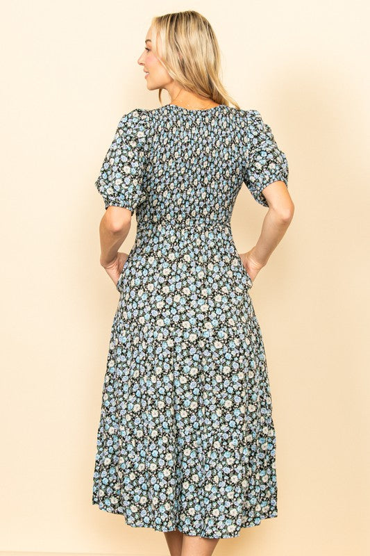 Brittney Dress in Blue Floral