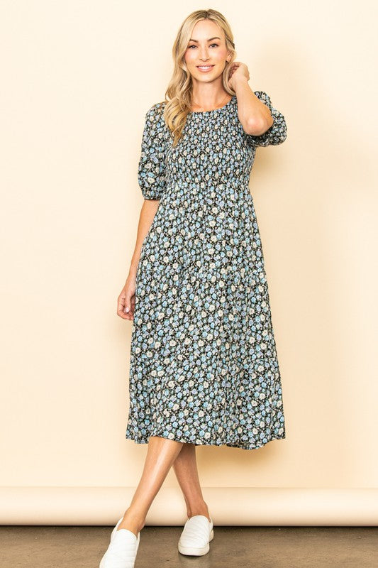 Brittney Dress in Blue Floral