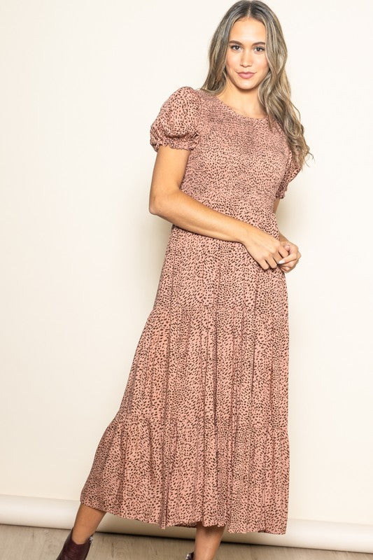 Lena Dress in Mauve Leopard