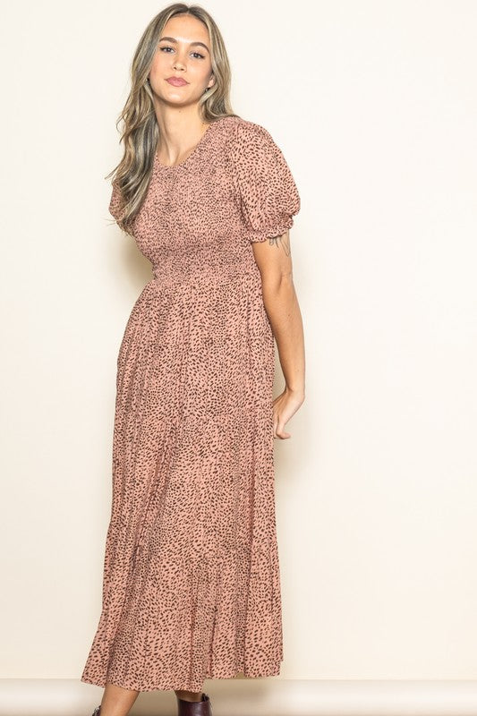 Lena Dress in Mauve Leopard