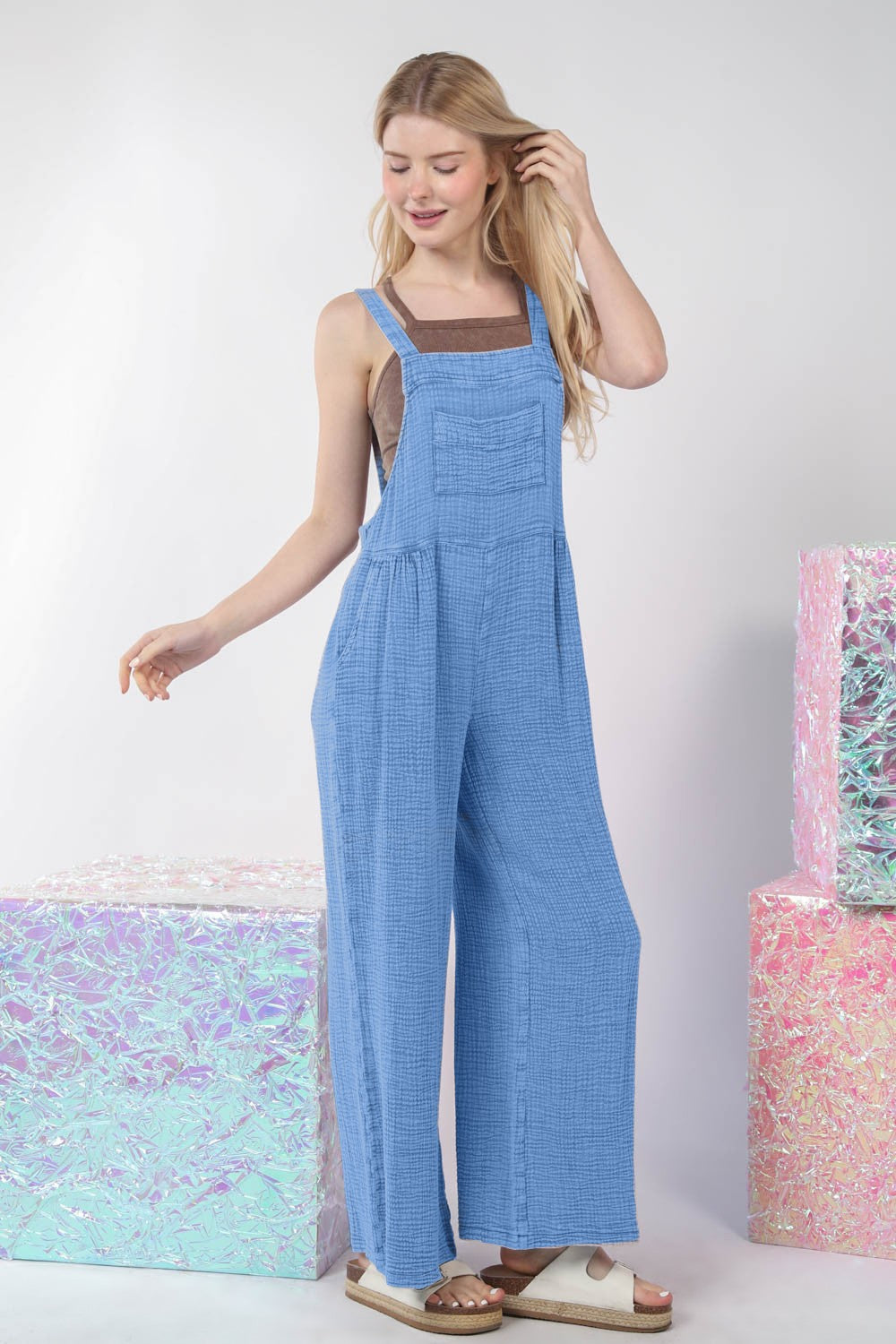 Mineral Wash Overalls in Blue