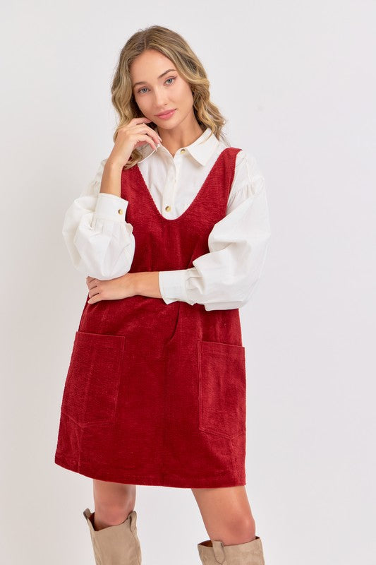 Darla Cordoroy Jumper in Cranberry