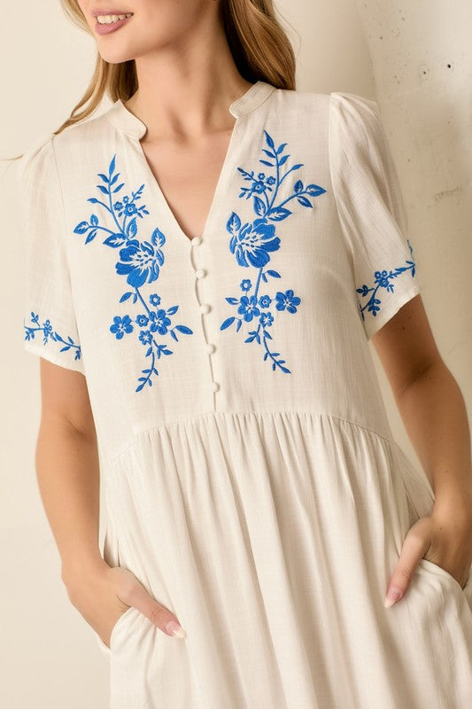 Callie Embroidered Dress in White