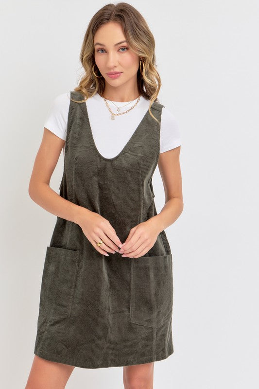 Darla Cordoroy Jumper in Olive