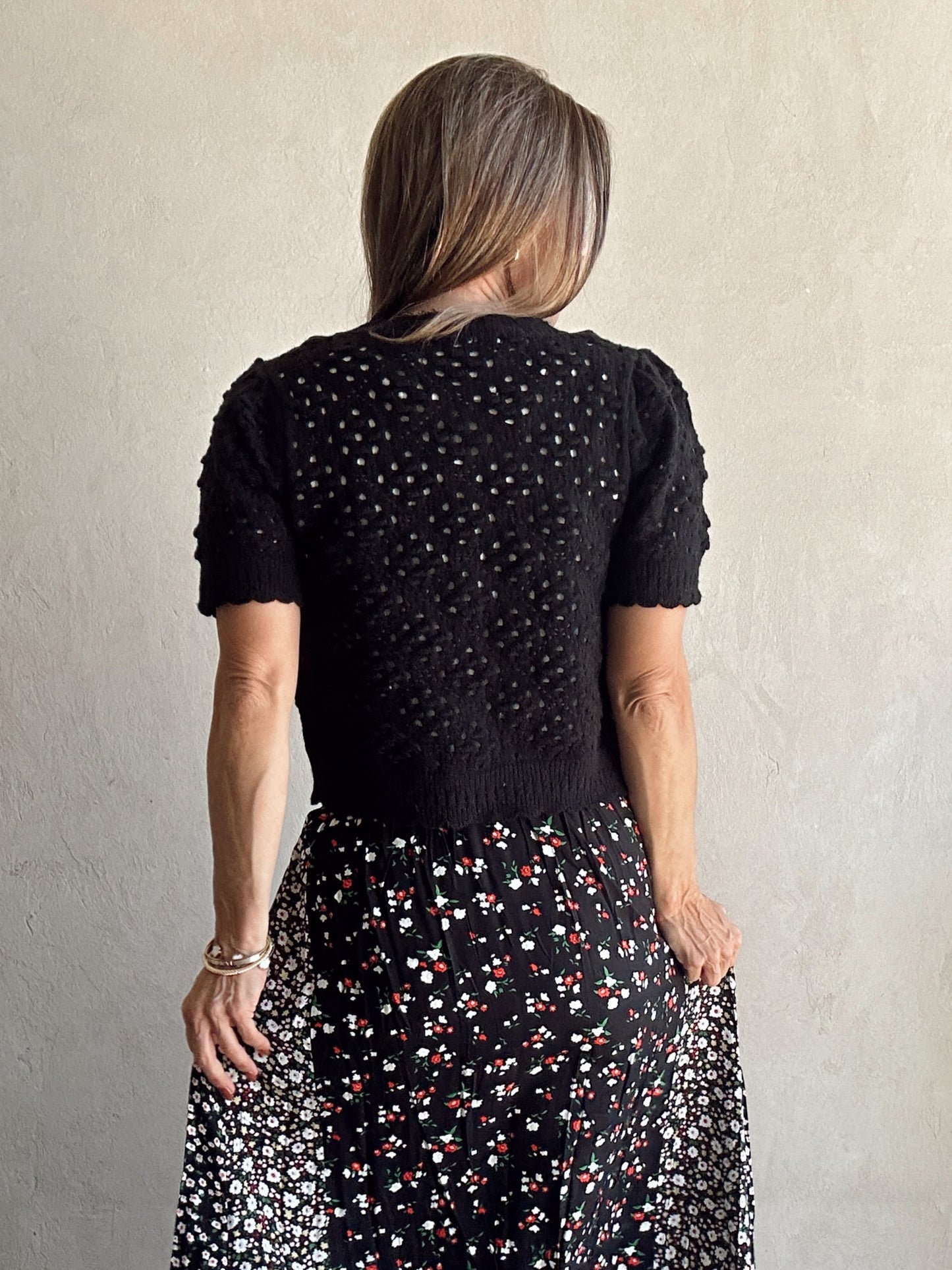 Paige Pointelle Sweater in Black