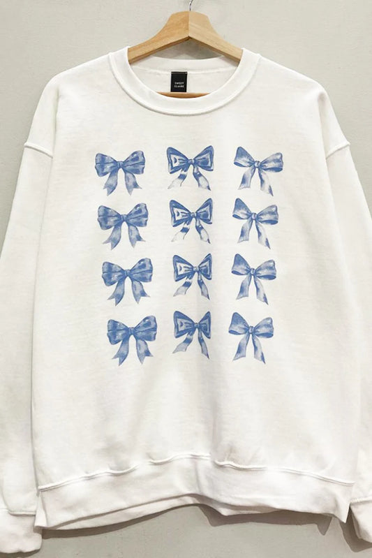 All the Bows Sweatshirt in Blue and White