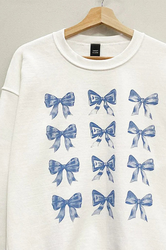 All the Bows Sweatshirt in Blue and White