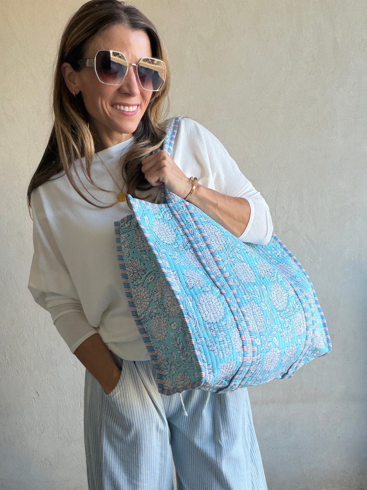 Evelyn Quilted Tote Bag