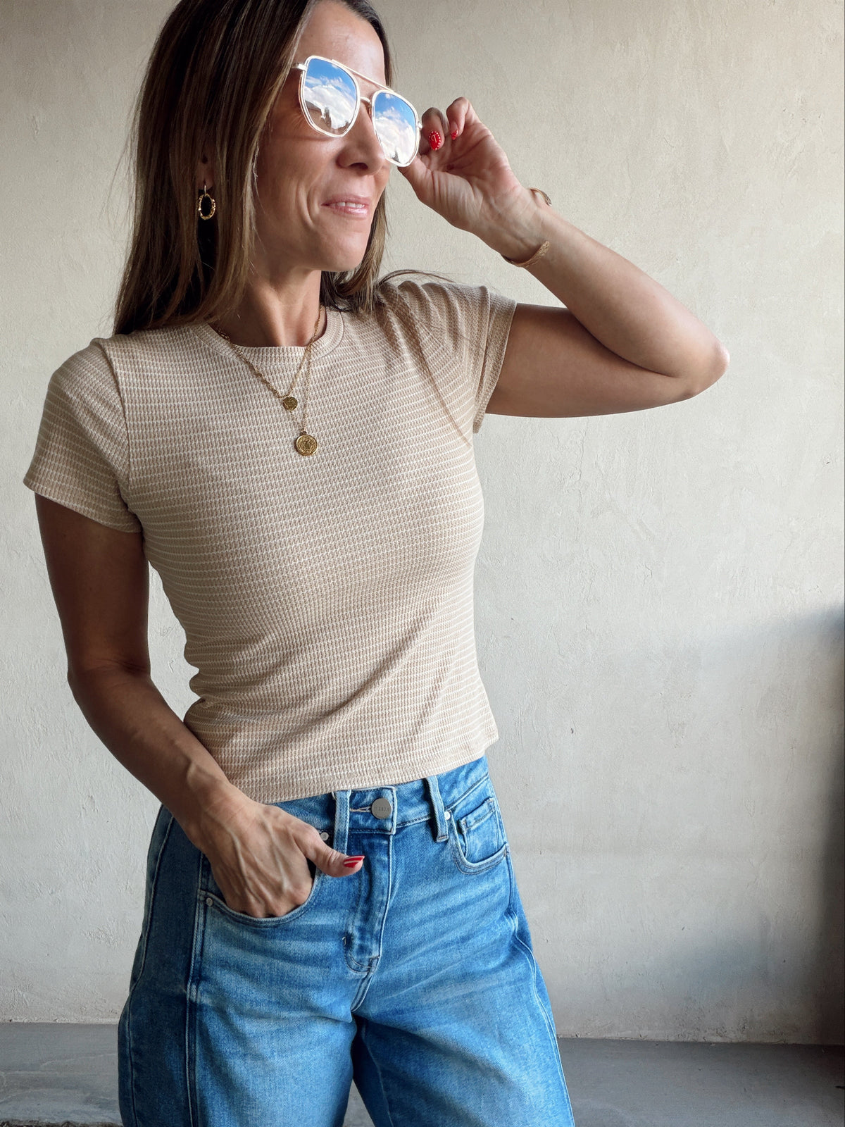 Tawni Textured Top in Tan