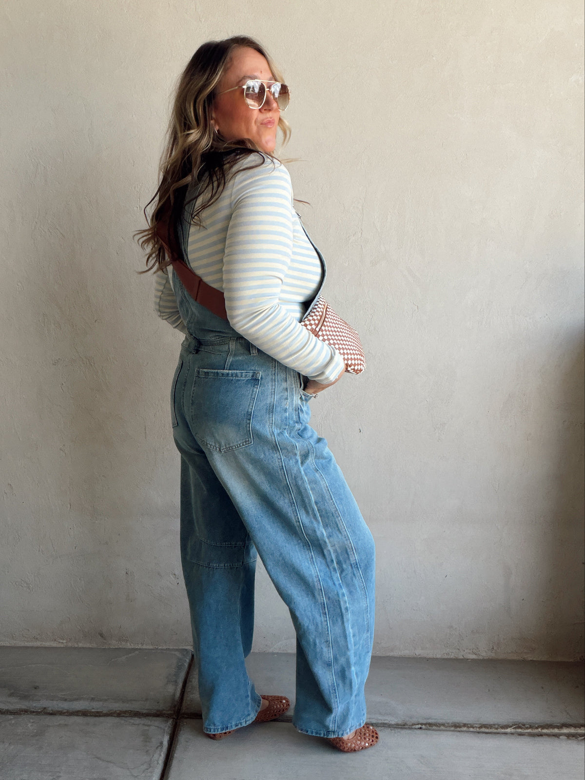 Annalee Denim Barrel Overalls in Medium Wash