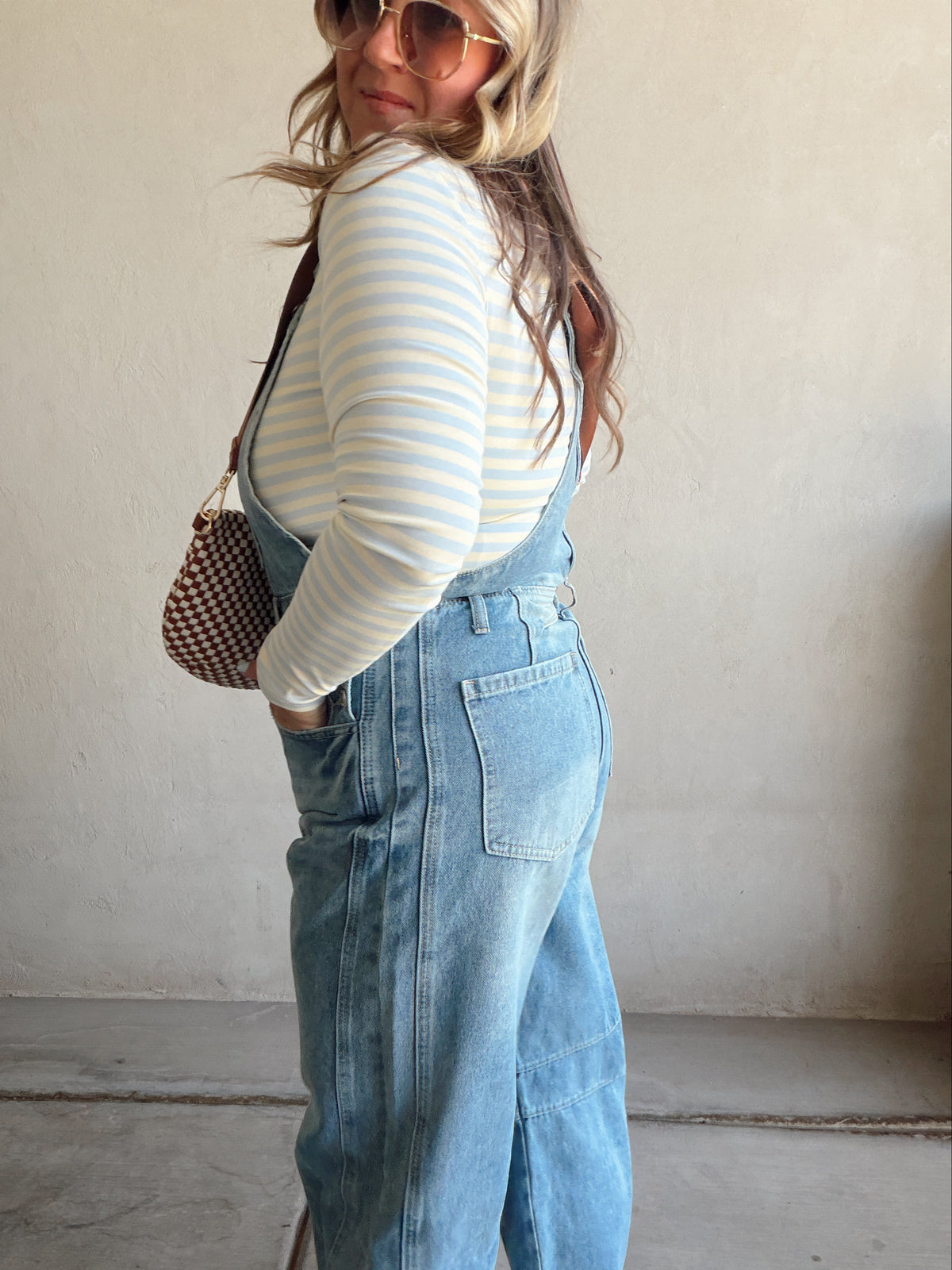 Annalee Denim Barrel Overalls in Medium Wash