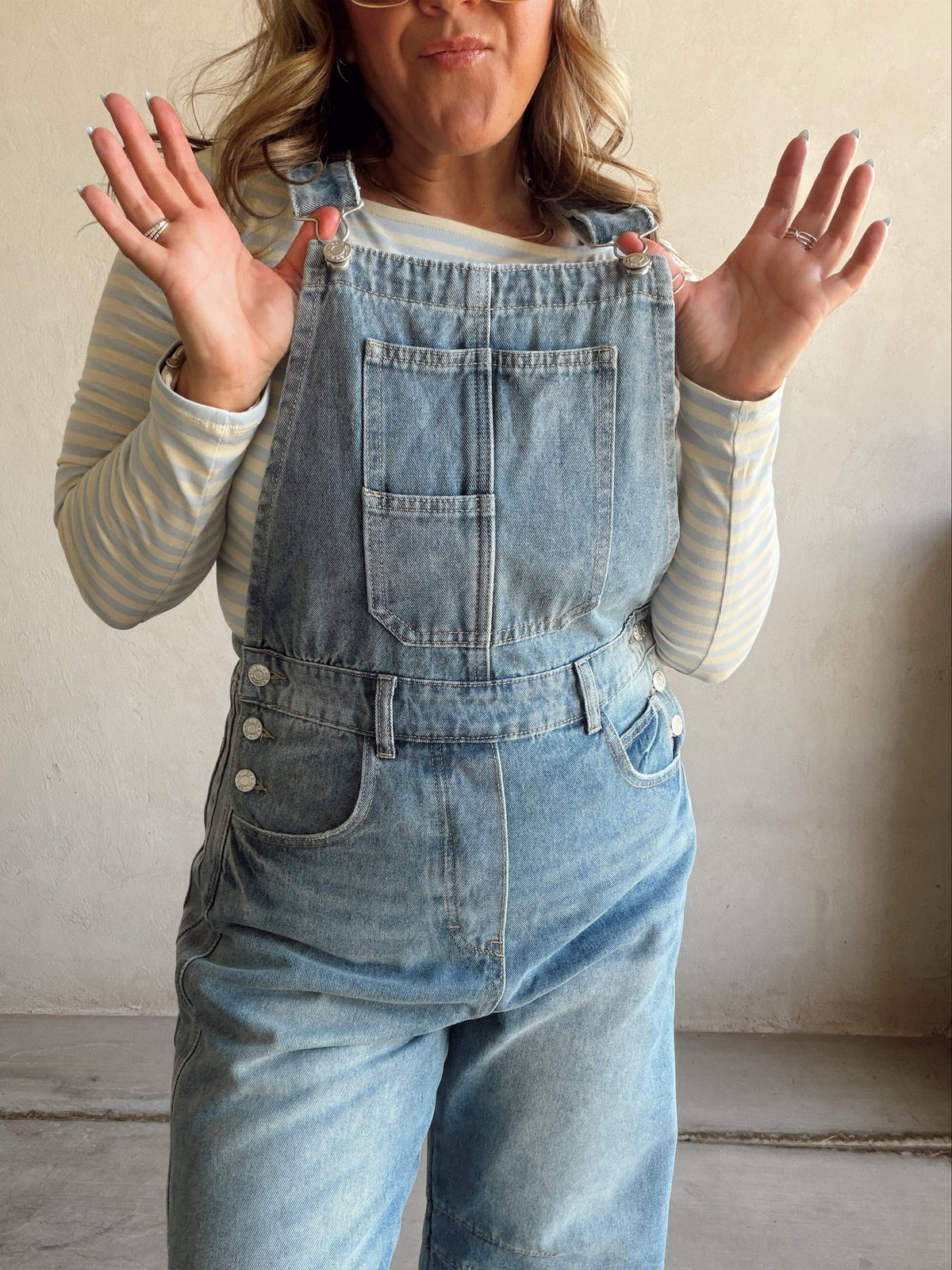 Annalee Denim Barrel Overalls in Medium Wash
