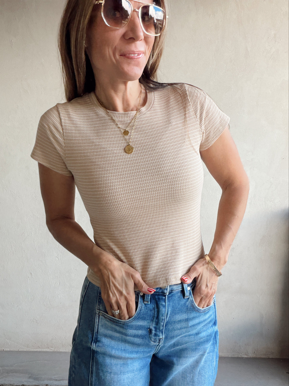 Tawni Textured Top in Tan