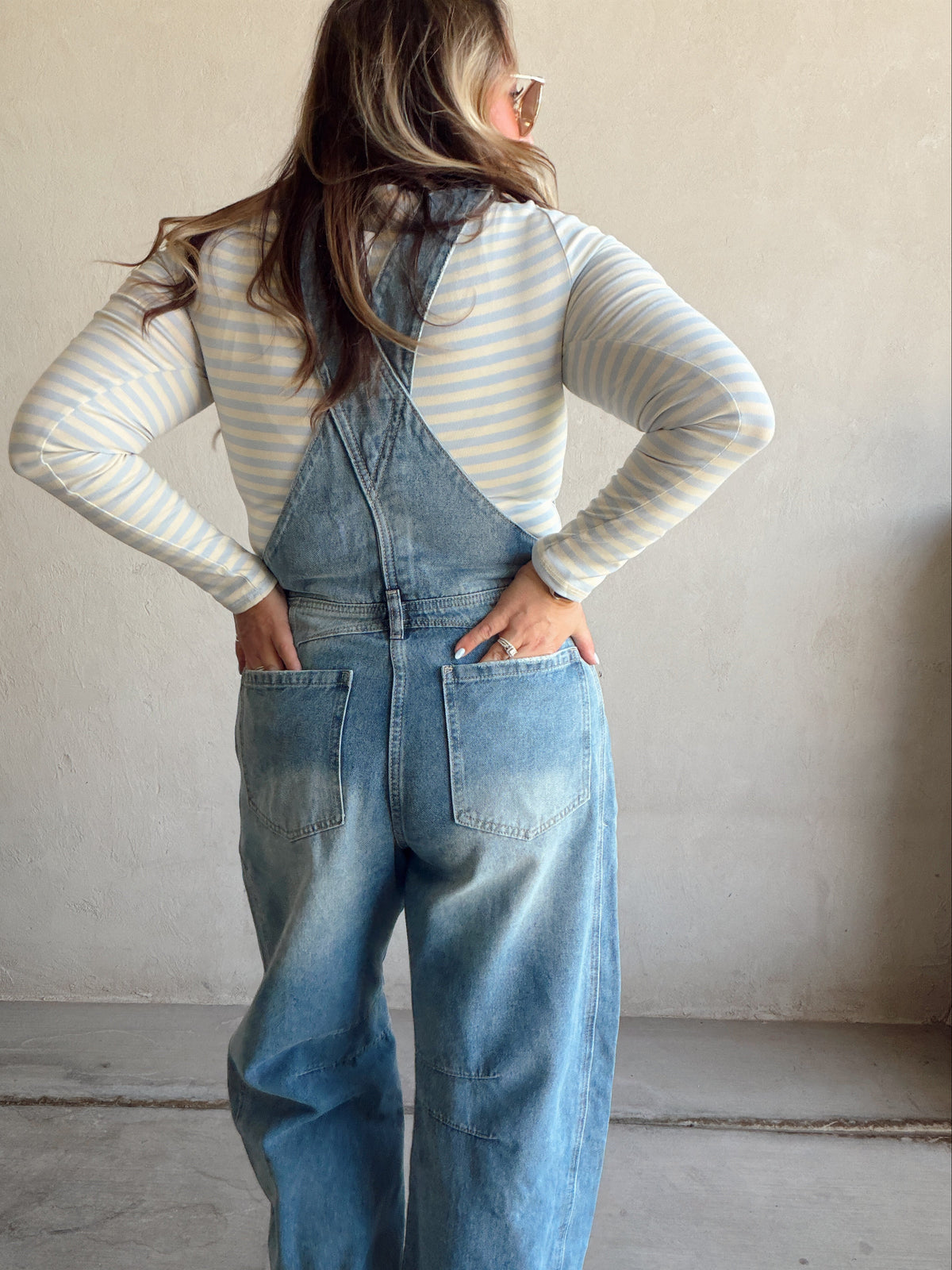 Annalee Denim Barrel Overalls in Medium Wash