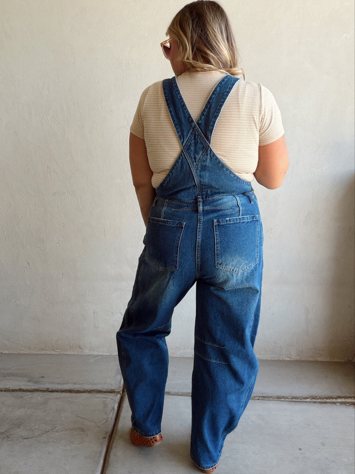 Annalee Denim Barrel Overalls in Dark Wash