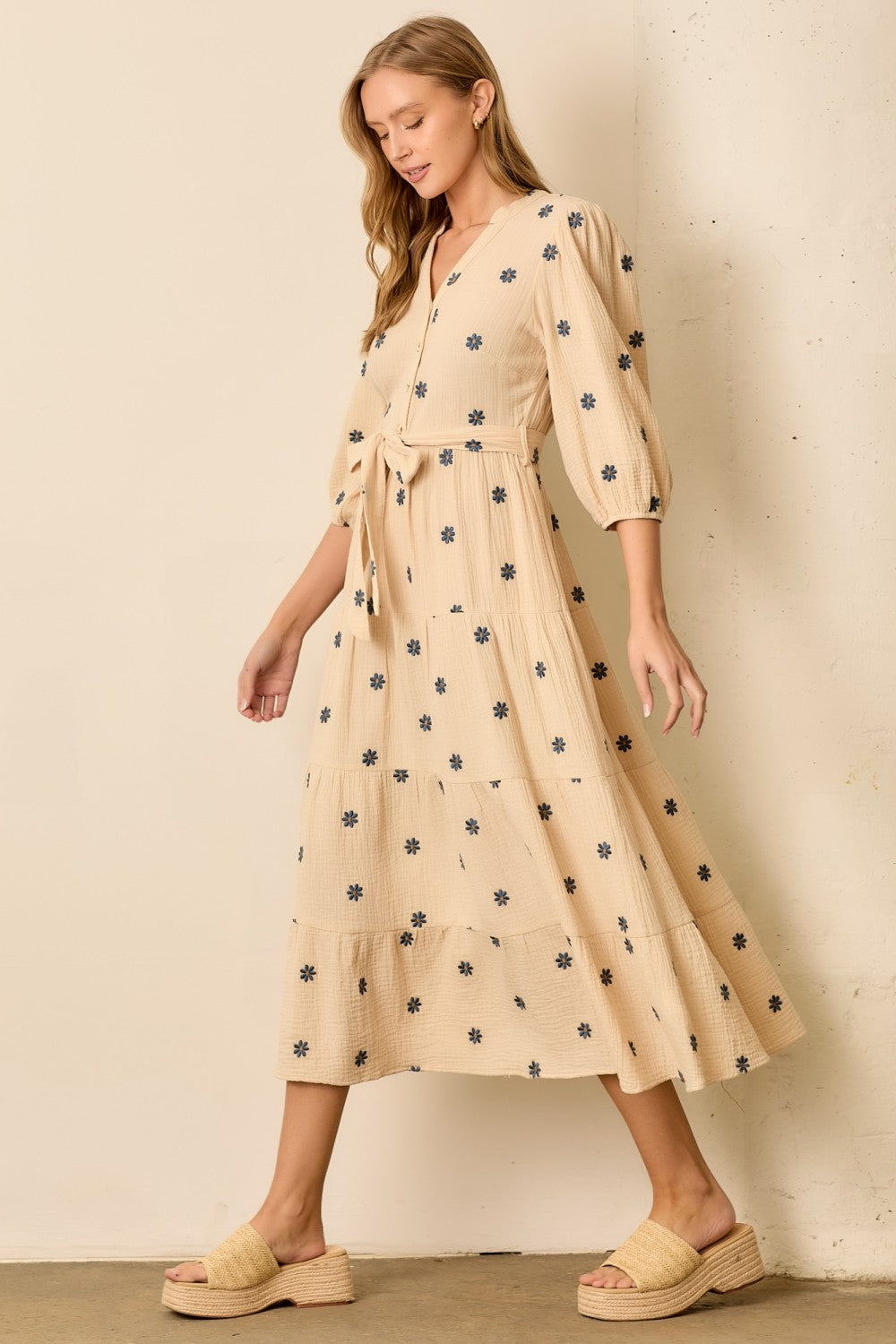 Eden Embroidered Dress in Cream