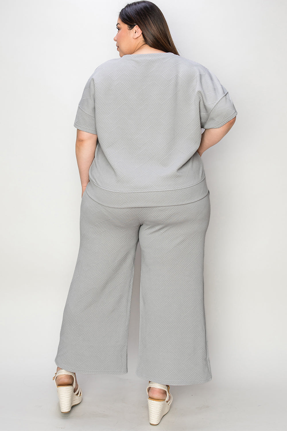 Double Take Textured Short Sleeve Top and Pants Set in 4 Colors (Takes 7-10 days for delivery)