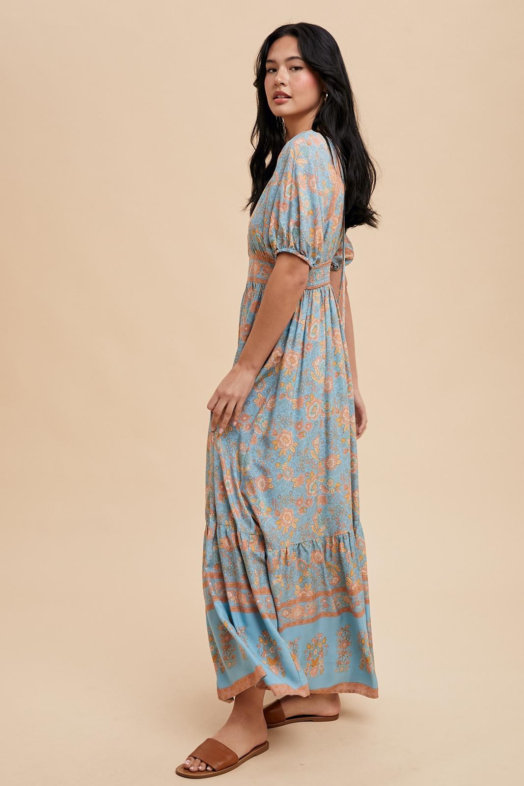 Bella Boho Dress in Blue